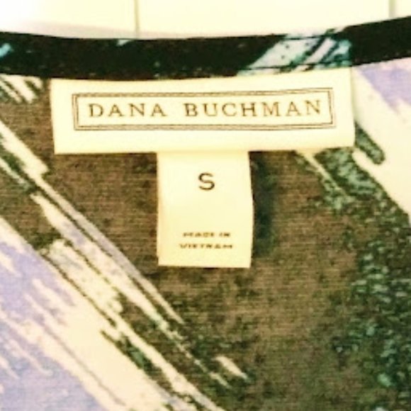 *DANA BUCHMAN*SLEEVELESS PLEATED TOP*V NECK*WOMEN SIZE S*ABSTRACT COLORS* - Picture 4 of 7